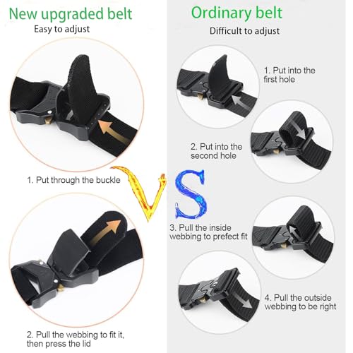 Nylon Belts for Men, Military Hiking Rigger 1.5" Work Belt with Heavy Duty Quick Release Buckle - Black3