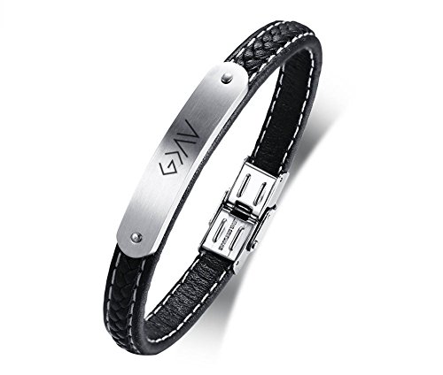 Mealguet Jewlery God is Greater Than The Highs and Lows Men's Leather Bracelets,Christian Jewelry,Confirmation Gift for DAD