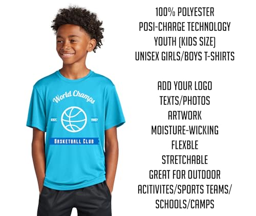 INK STITCH Youth Kids Yst350ls Custom Printing Logo Texts Photo Poly Performance Tees4