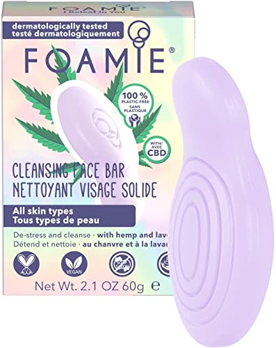 Foamie Limpiador facial para todo tipo de piel con aceite de CBD para una piel tersa e hidratada I Jabon facial 100% vegano sin plástico 60g