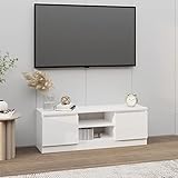 Meuble de salon : grand espace de rangement : le meuble TV dispose de 2 compartiments et étagères pour garder à portée de main et bien organisés les lecteurs DVD, les consoles de jeux, les appareils de streaming et les supports multimédias.
