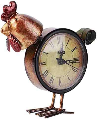 European Vintage Style Chicken Shaped Iron Clock Desk Clock Retro Table Clock Home Ornament Craft Table Clock