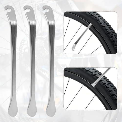 KCMOSGI Bike Spoke Wrenches, Bike Spoke Tool Kit with 9 Bicycle Tire Levers, Spoke Wrench with Rubber Handle, 9-Piece Bike Repair Tool Kit, 4 Different Types of Bicycle Tire Lever Tools - Thumbnail 5