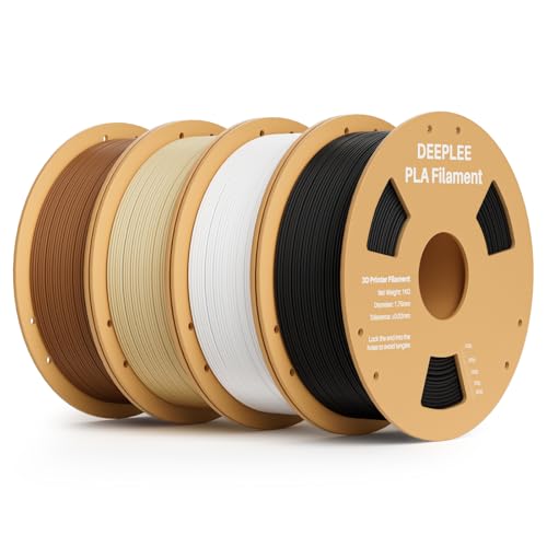 Image of PLA 1.75mm 3D Printer Filament, Dimensional Accuracy + /- 0.02mm, Neatly Wound, No Clogging, Vacuum Package, Fits for Most FDM 3D Printers, 4 Pack 1kg Black & White & Beige & Brown