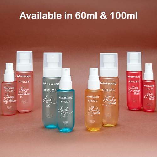 Image of BAKED BEAUTY Kruze Rose Oud Perfume Body Mist | Refreshing Long Lasting Tropical Fragrance|Double Duty Mist For Hair & Body| Travel-Friendly Perfume Body Spray for Women 100ml (Rose)