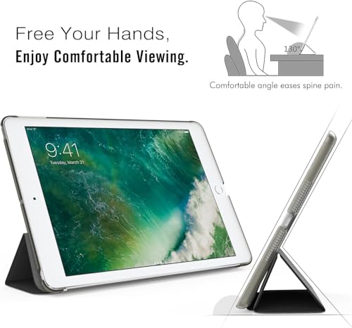 Image of MOCA Compatible Smart Flip Cover Case for iPad 9.7 inch 2017 2018 iPad 5th 6th Generation A1893 A1954 A1822 A1823 Smart Case Cover (Space Grey, iPad 9.7 inch 2017 /2018 Launched)