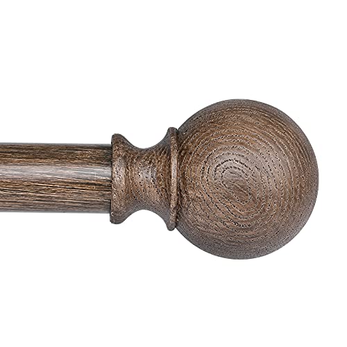Image of BRIOFOX Curtain Rod Set 1 Inch Adjustable 28 to 58 Inches, Decorative Drapery Treatment Single Window Curtain Rods, Imitation Wood Grain 1 Pack