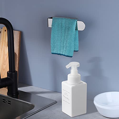 Image of Taozun Adhesive Towel Bar Stainless Steel Hand Towel Holder 2 Pack Silver | Towel Rack, Easy to Install, No Drilling, Sturdy, Holds Well, Space Saver, for Bathroom /Bath /Kitchen /RV, Stick on Smooth Wall