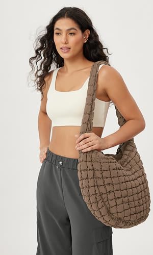Image of ODODOS Quilted Carryall Tote Bag for Women Crossbody Hobo Lightweight Padding Shoulder Bag