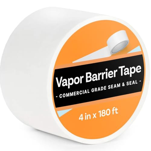 CrawlSpace-DIY - Vapor Barrier Tape, 4 Inch x 180', White Polyethylene 12mm Tape, Moisture Barrier Seal and Seam, Insulation Tape for Crawl Space Vapor Barriers, Underlayment and Plastic Sheeting