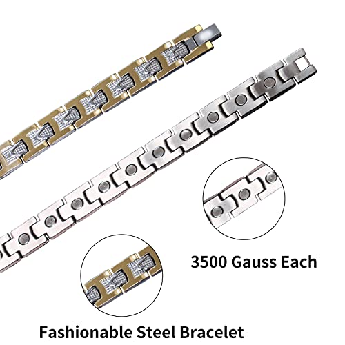 Abuzitos Pure Titanium Magnetic Therapy Bracelet Stainless Steel Ultra Strength Magnet Magnetic Bracelets For Men,Adjustable Length With Sizing Tool #TOP2