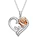 Price comparison product image Disney Beauty and the Beast Pink Gold Over Sterling Silver Two Tone Enchanted Rose Cubic Zirconia Heart Necklace, 18"