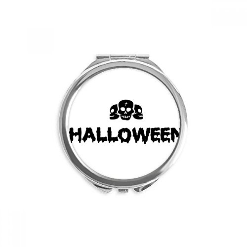 Espejo de bolsillo de Halloween redondo y portátil para maquillaje y retoques diarios