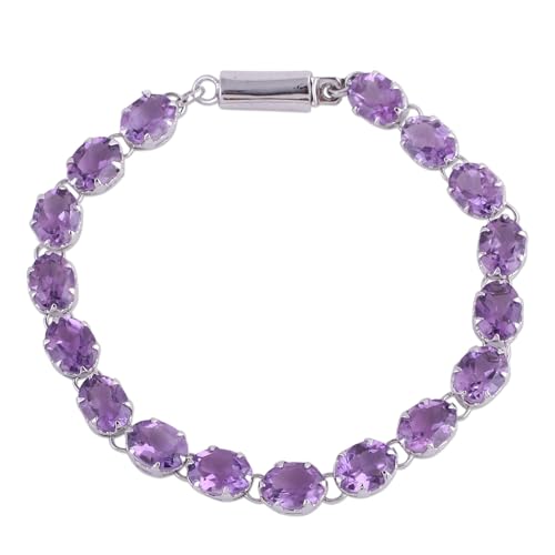 Bracelet tennis améthyste en argent .925 rhodié éclat royal précieux Magic Royal