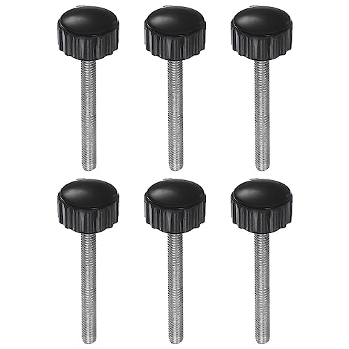 QUARKZMAN 6uds Moleteadas Sujeción Perillas M4 x 40mm Macho Rosca 16mm Cabeza Agarre Plástico Métrico Mariposa Tornillo Perno Perillas Roscado Perno Manijas, Negro