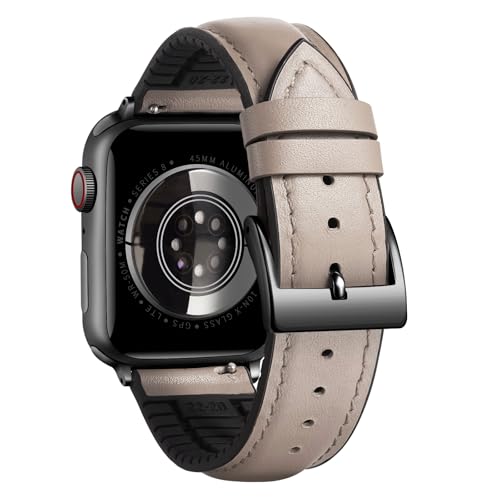 Image of BINLUN Leather Silicone Bands Compatible with Apple Watch 38mm 40mm 41mm 42mm 44mm 45mm 46mm 49mm Sweatproof Replacement Strap for iWatch 11 /10 /9 /8 /7 /6 /5 /4 /3 /2 /1 /Ultra /SE Men Women