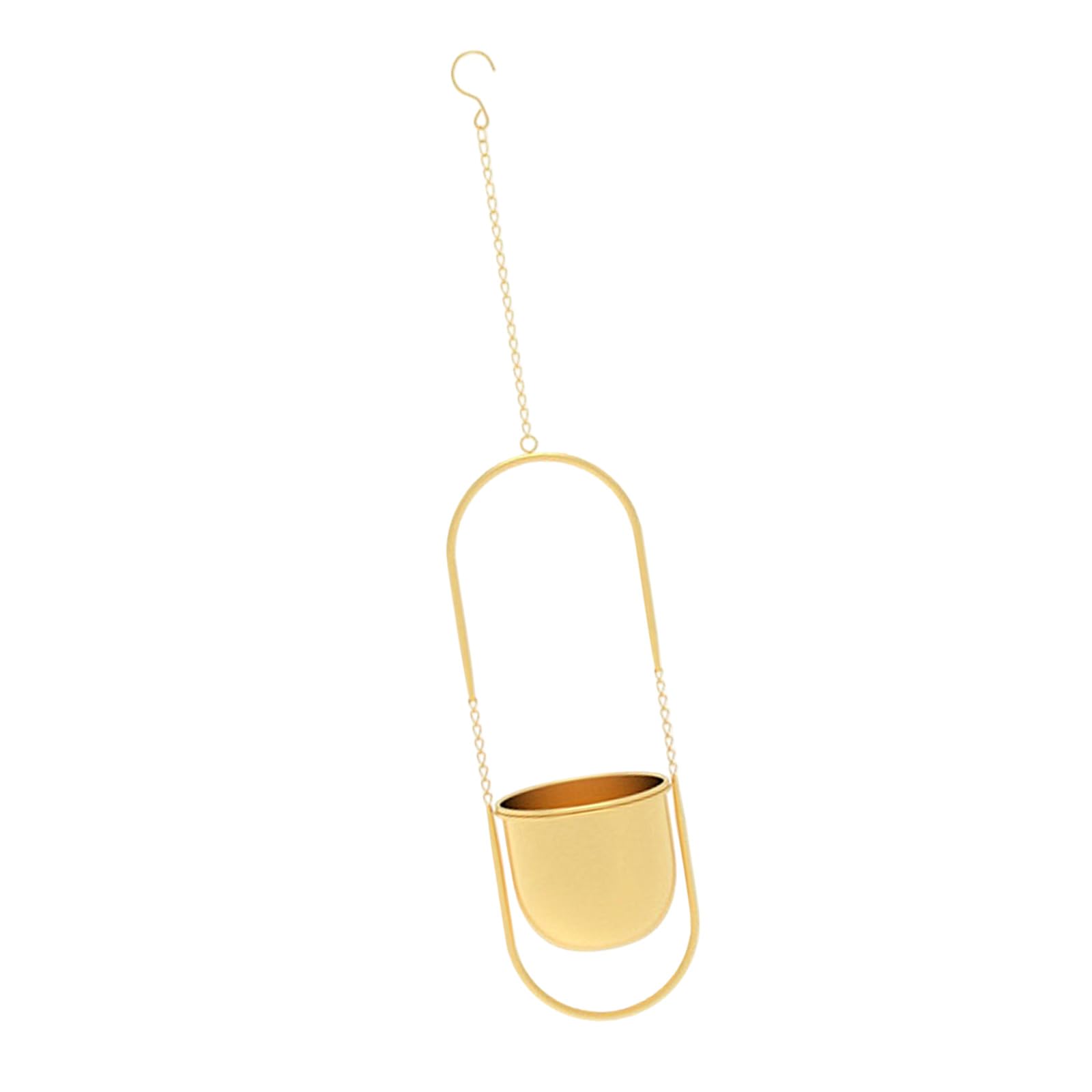 Tsophreniq Stylish Gold Hanging Flower Pots Basket with Hook Flowers Pots Holder for Balcony Garden Decoration Minimalists Golden Hanging Planter