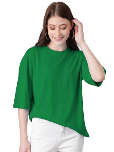 Image of KOTTY Women's Cotton Blend Solid Oversized T-Shirts