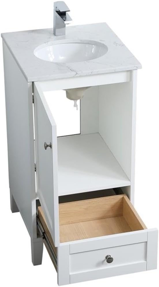 Elegant Decor Sommerville 18" Single Quartz Top Bathroom Vanity in White