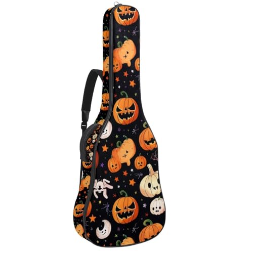 Housse de guitare acoustique 109 cm motif citrouille d'Halloween en tissu Oxford