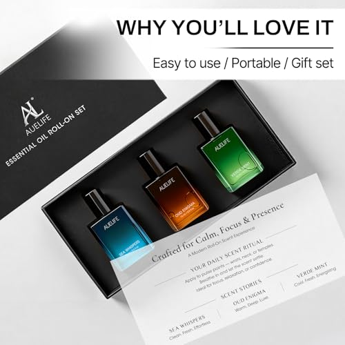 3 x 15ml Essential Oil Roll-On Set, Self Care Relaxing Aromatherapy Gifts for Men, Portable Travel Essential Oils Roller Set for Father's Day & Birthday Gift, Roll Oil for Skin(Relax, Calm, Refresh) by Auelife - Image 7