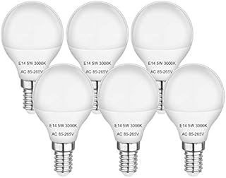 E14 LED Small Edison Screw Golf Ball Bulbs 5W Equivalent to 40W Incandescent Bulbs, P45 E14 Led SES Light Bulbs Warm White 3000K, 420LM, No Flicker, No Dimmable, AC 85-265V, 6 Pack