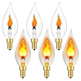 Vicstone Flame Light Bulbs E12 Candelabra, Realistic Flickering LED Fire Light Bulb, Flicker Bulb for Lantern Lamp Chandelier, Halloween Christmas Holiday Indoor Outdoor Porch Patio Decorations，6