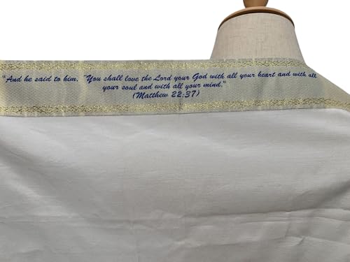 LION OF JUDAH MARKET Messianic Tallit 72x22 inch. Blue Messianic Jewish Christian Tallit with English Wording from Israel4