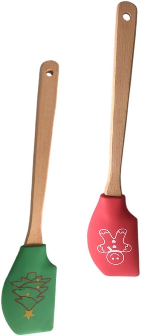Xmas 2pcs Silicone Cream Spatula Cake Scrapers for Christmas Baking