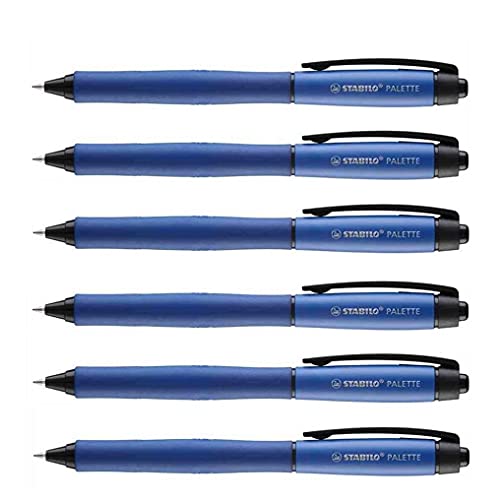 Stabilo Set mit 6 Tintenrollern, Gel-Tinte, mittlere Spitze, Blau