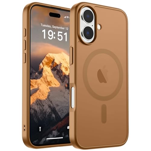 Image of SUPFINE Magnetic for iPhone 17 Case (Compatible with MagSafe)(Military Grade Drop Protection) Translucent Matte Shockproof with Anti-Fingerprint Phone Cover 2025,Brown