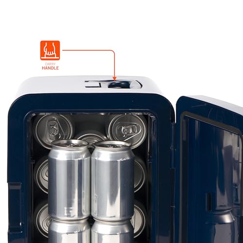 Image of Ukonic NFL Denver Broncos 15-Can Mini Fridge 10L - AC /DC Powered, Official Team Colors & Logo, Portable Cooler for Tailgates, Home, Office, or Car