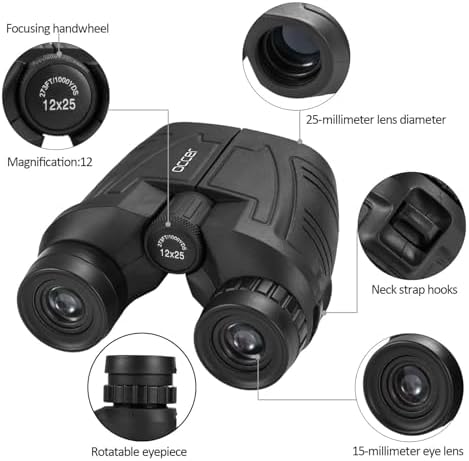 Bild 3 - occer Kompakte Fernglas 12x25 für Erwachsene Kinder Jugendlicher - Faltbares Ferngla mit Schwach Nachtsicht - Großes Okular Einfacher Fokus Ferngläser für Vogelbeobachtung Konzerte Wandern Reisen Jagd