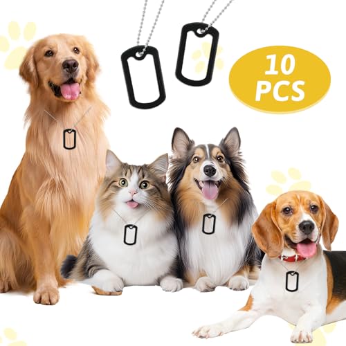 Aeaocvo 10 Stück Dog Tags Silicone, Hundemarke Silikon Schalldämmerung, Army Dog Tags mit 4 Ketten, Hund Erkennungsmarke