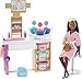 Barbie- Playset Maschere per Il Viso al Centro Benessere con Bambola Castana, Cagnolino e Accessori Giocattolo per Bambini 3+Anni, GJR85