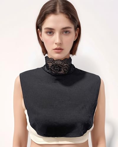 Lace Mock Neck Detachable Collar for Women, Soft Breathable Fake Dickey Collar3