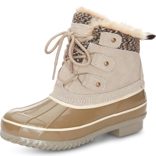 Khombu Women's Lola Waterproof Snow Boots, Taupe, 9M