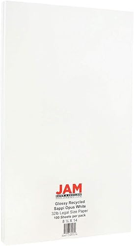 Miniatura 2 de JAM PAPER Papel brillante legal de 32 libras, 2 caras, 4.23 ozm, 8.5 x 14 pulgadas, blanco, 100 hojaspaquete