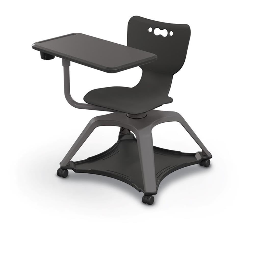 MooreCo Hierarchy Modern Plastic Enroll Tablet Chair with Cup Holder in Black - Image 2