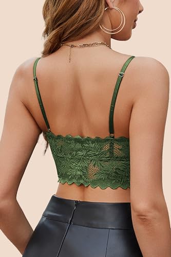 Image of Avidlove Bralettes for Women V Neck Lace Camisole Y2K Tank Top Strappy Cami Unpadded Bra Lingerie Crop Tops Outfits