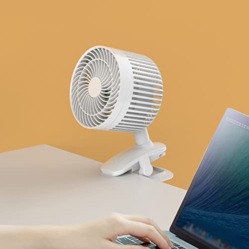 Ventilateur de table USB rechargeable retro blanc à clip avec 3 vitesses - 3
