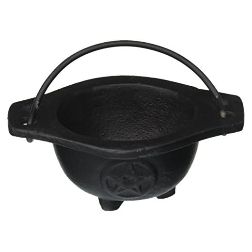 New Age Imports Inc. Small Pentagram Cast Iron Cauldron, 3 inches Diameter