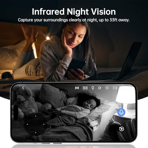 JUFLSKY 2K 3MP Überwachungskamera Innen,2.4GHz & 5GHz WiFi Kamera Überwachung Innen, PTZ Hundekamera, Nachtsicht,Sirene, Bewegungserkennung, Zwei-Wege-Audio,Cloud&SD-Karten