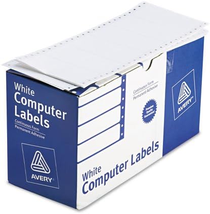 Avery 1-Across Dot Matrix Printer Addressing Labels, 4 x 1-15/16, White, 5000/Box