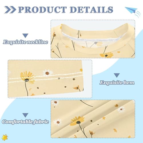 ALAZA Kids Rash Guard Girls Toddler Swim Shirts Short Sleeve Little Flower Yellow UPF 50+ 3T3