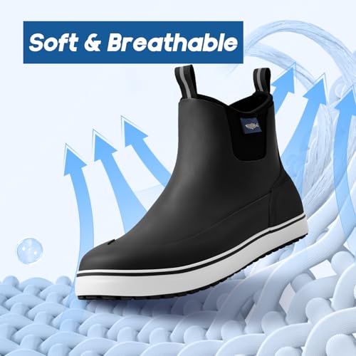 Riverruns Men's Deck Boots 6-Inch Rain Boots Anti-Slip Waterproof Rubber Fishing Garden Ankle Work Booties Shoes4