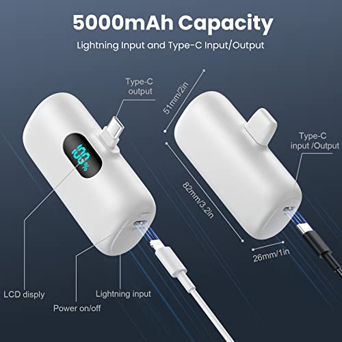 Image of Mini Portable Charger Power Bank for iPhone 17 /16 /15 Series, 5000mAh PD USB C Cell Phone Portable Power,Travel Essentials Battery Pack for iPhone 17 /17 Air /16 /16 pro /15 Series /Android /Samsung Galaxy