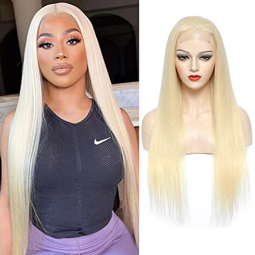 613 Blonde Lace Front Wig Human Hair 4x4 Straight HD Lace Closure Wigs for Black Women 150 Density Brazilian Virgin Human Hair Lace Closure Wig Pre Plucked with Baby Hair (20inch)