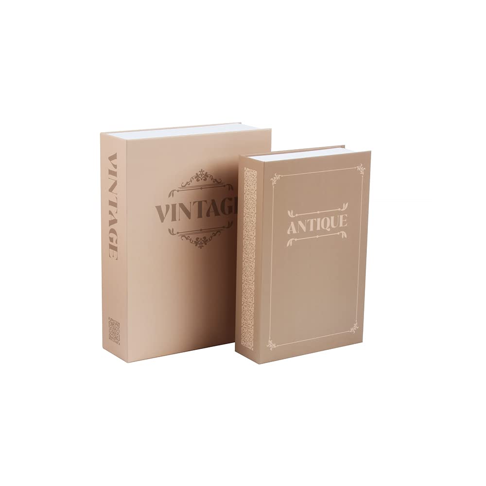 Limitless Hidden Book Safe Metallschlossbox mit 3-stelligem Zahlenschloss, 2er-Pack (Antik/Vintage)