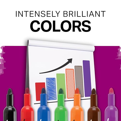Image of Sharpie Flip Chart Markers, Bullet Tip, Assorted Colors, Low-Odor, Squeak-Fee, Office Presentation, Back to School, Teacher Supplies 8 Count (Pack of 12)